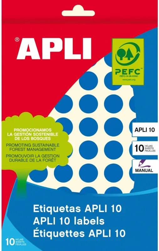 ETIQUETA APLI SOBRE AZULES 13MM
