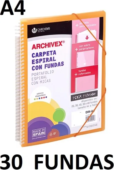 CARPETA 30 FUNDAS A4 ESP.CANGURO ARCHIVEX STAR NARANJA