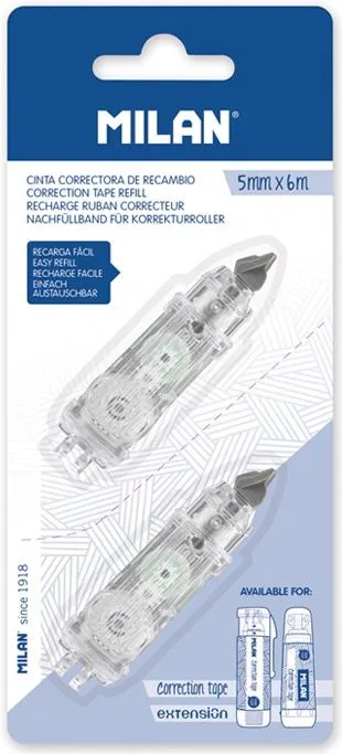 RECAMBIO CINTA CORRECTORA MILAN 5mmx6m (2 UNID)
