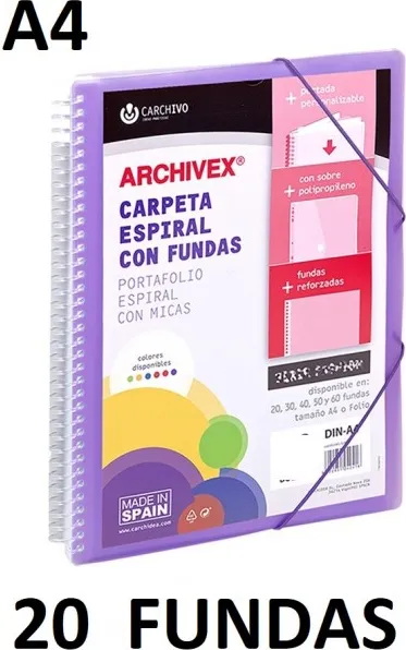 CARPETA 20 FUNDAS A4 ESP.CANGURO ARCHIVEX STAR VIOLETA
