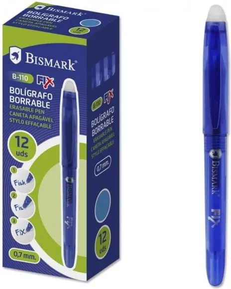 BOLÍGRAFO BORRABLE BISMARK CON CAPUCHÓN AZUL