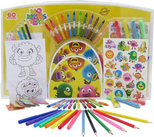 ESTUCHE PINTURAS 60 PIEZAS MOMONSTER