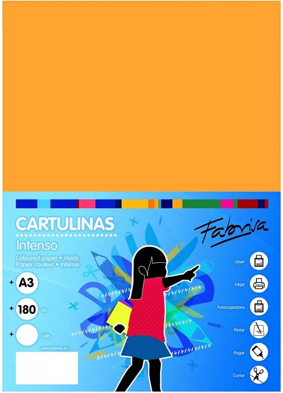 CARTULINA A3 FUERTE INTENSA 50HOJAS