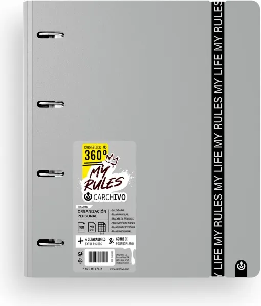 CARPEBLOC A4 4AN MY RULES 360º GREY