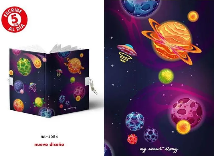 DIARIO A5 168 HOJAS CANDADO SPACE SKY