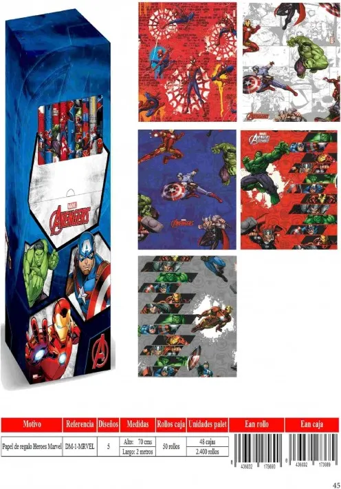 ROLLO PAPEL REGALO HEROES 70x200