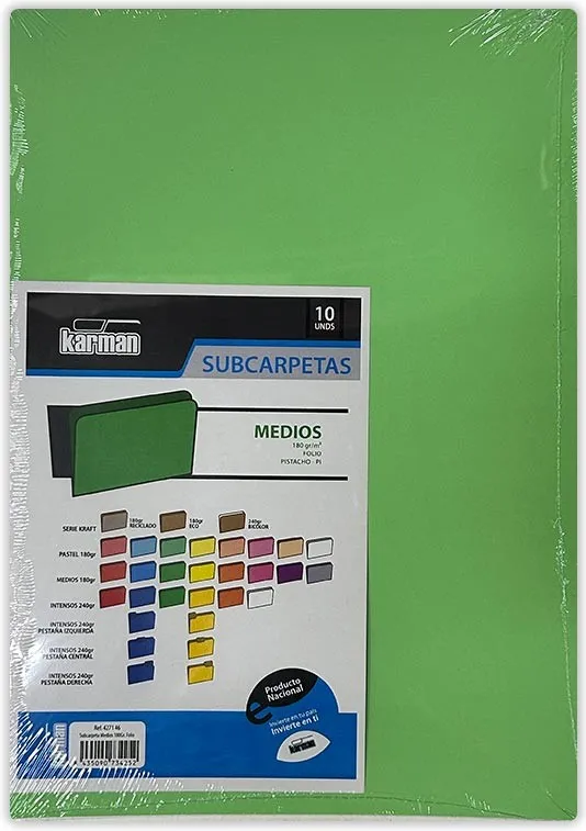 SUBCARPETA FOLIO KARMAN 180GR. VERDE