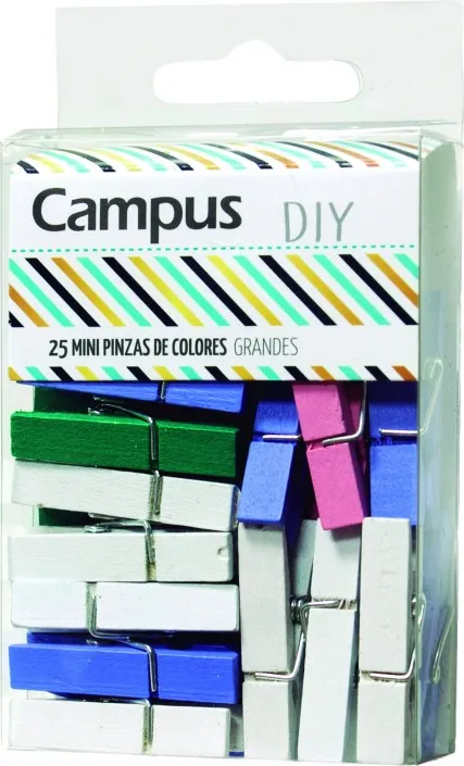 PINZA MADERA CAMPUS GRANDE COLOR 25 UNIDADES