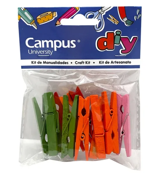 SET MANUALIDADES CAMPUS PINZA MADERA COLORES