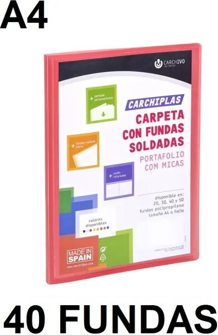 CARPETA 40 FUNDAS A4 CARCHIPLAS PERSONALIZ.ROJO