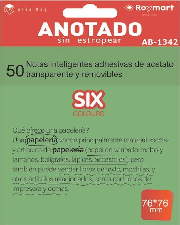 NOTAS INTELIGENTES ACETATO VERDE