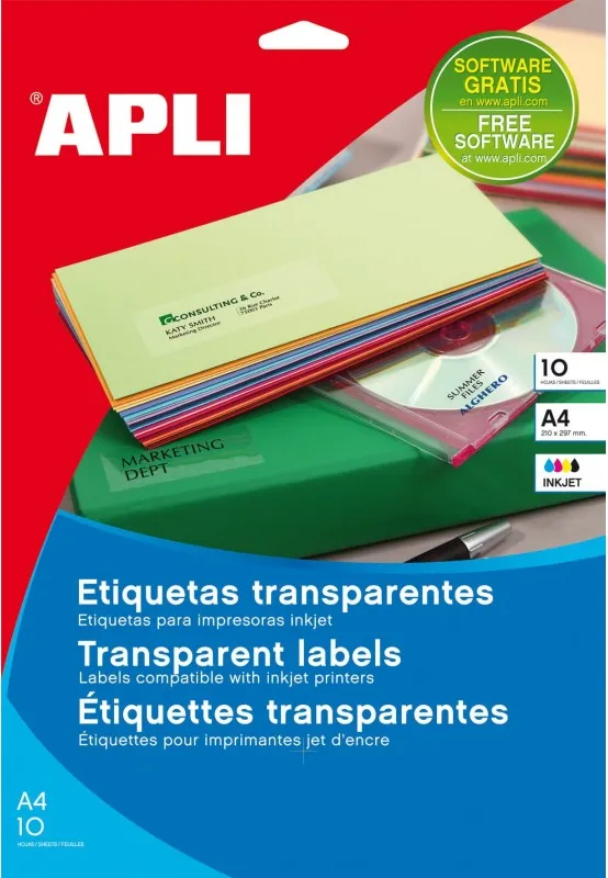 ETIQUETA APLI TRANSPARENTE INKJET A4 10H