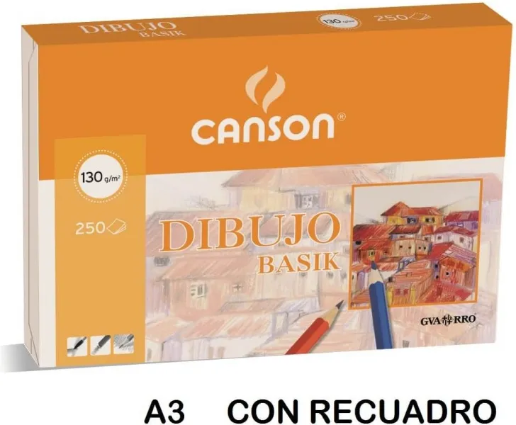 Láminas Dibujo Basik A3 con Recuadro