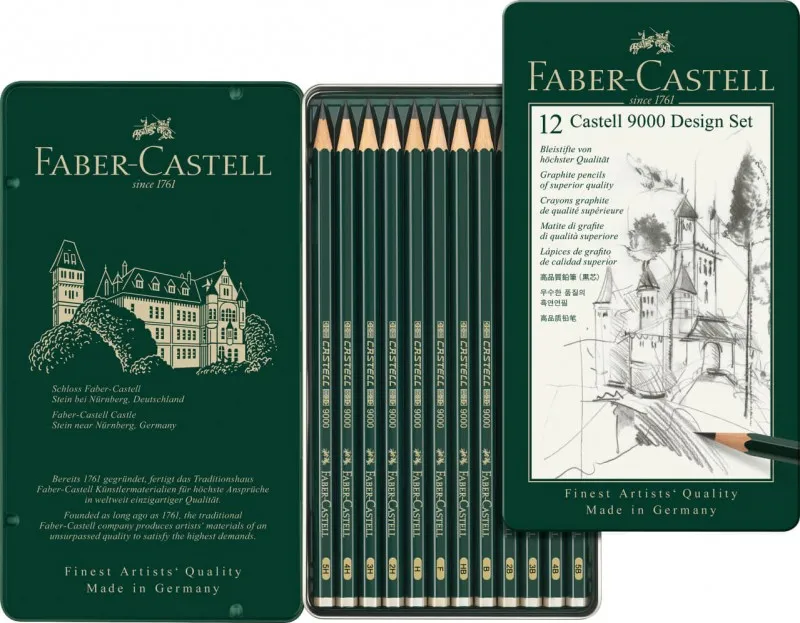 Estuche 12 LAPICES Faber Castell 9000 5B-5H