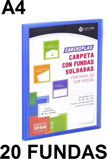 Carpeta 20 Fundas A4 Carchiplas Personaliz.azul