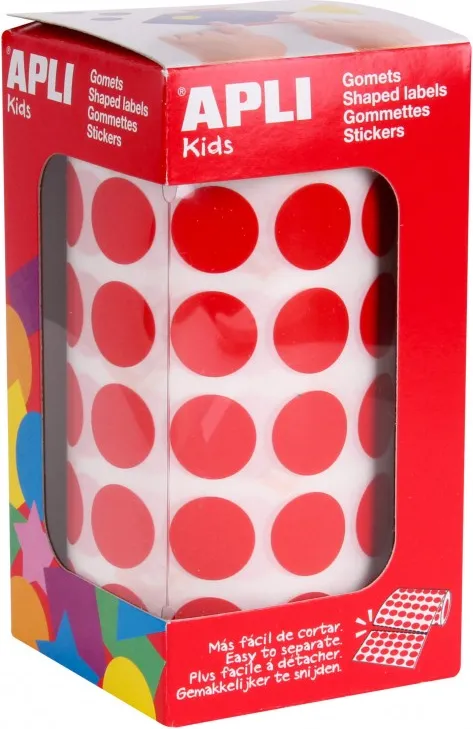 Gomets Círculo en Rollo Rojo 15mm