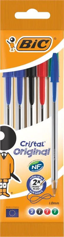 BOLÍGRAFO BIC CRISTAL ORIGINAL BLISTER 5 UNIDADES