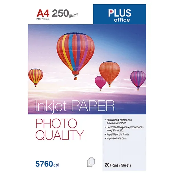 PAPEL PHOTO PLUS A4 INKJET 250GR/20H