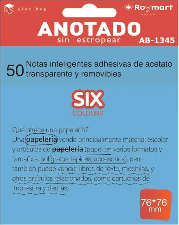 NOTAS INTELIGENTES ACETATO AZUL