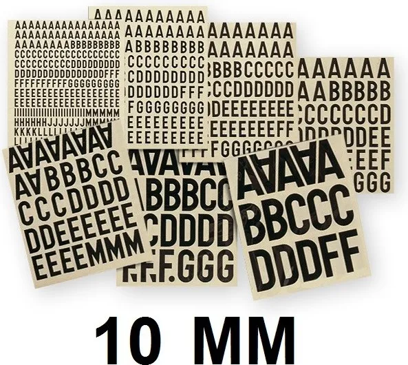 LETRAS TIPO PALO NEGRO TRANSFERIBLES 10mm