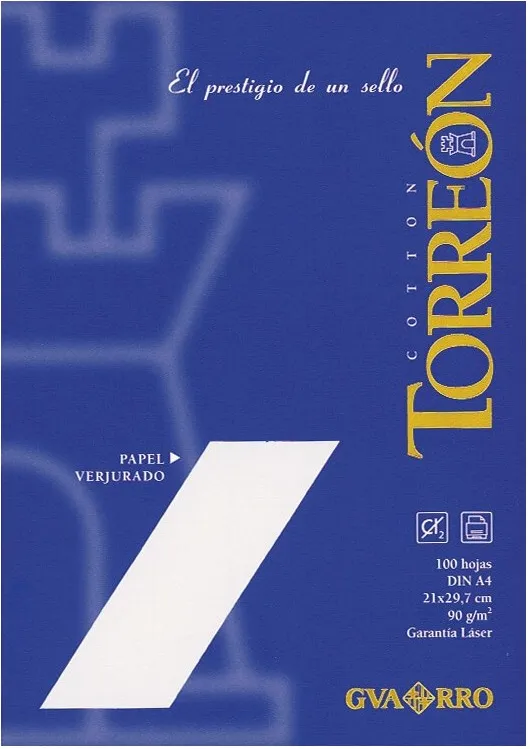 Papel A4 90GR Verjurado Torreón Blanco 100H