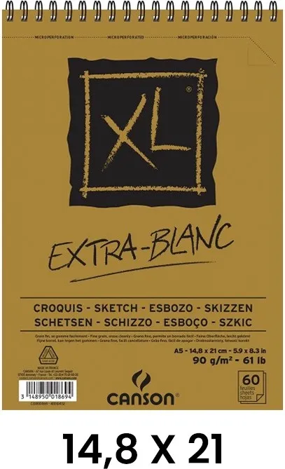 BLOC DIBUJO XL CANSON EXTRA BLANCO 60H A5 90G