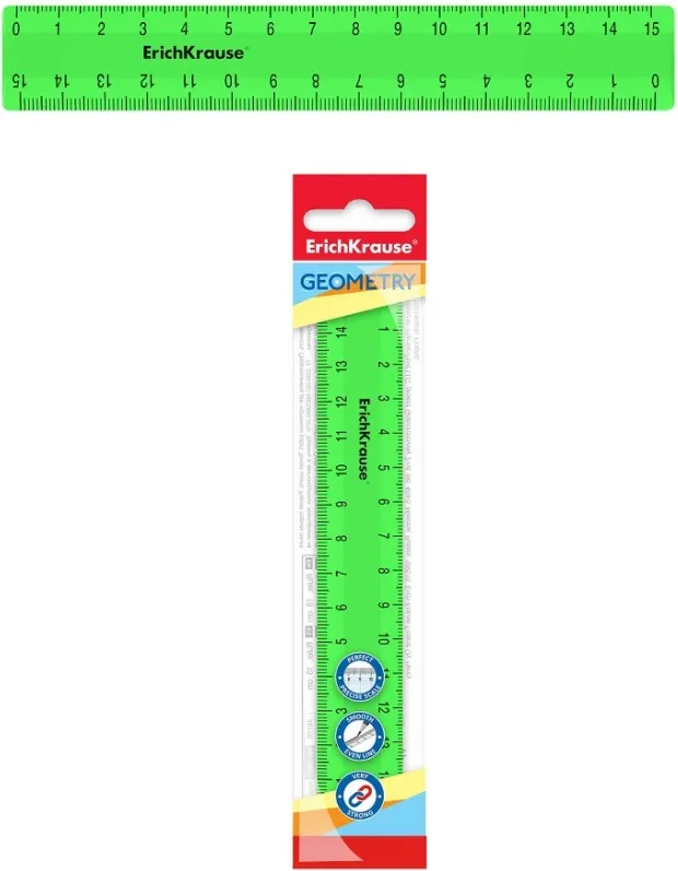Regla Plástico 15CM Neón Verde
