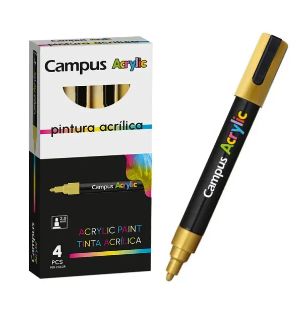 ROTULADOR ACRILICO CAMPUS ORO (4 UNID)
