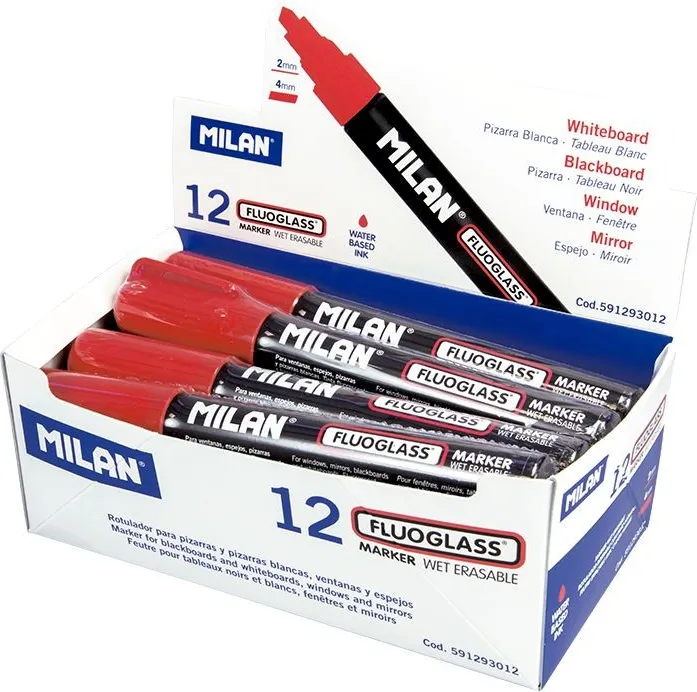 Rotulador Tiza Milan Fluoglass Rojo (ENV.12)