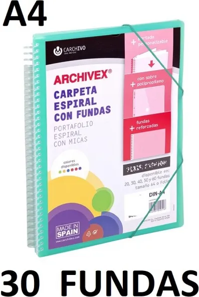 CARPETA 30 FUNDAS A4 ESP.CANGURO ARCHIVEX STAR VERDE