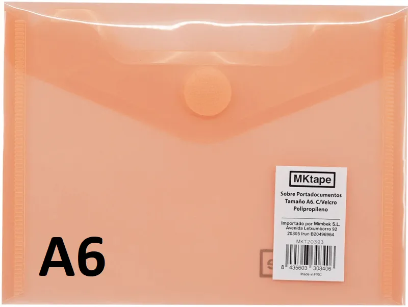 Sobre Velcro Pp A6 (12X16) Coral Neón