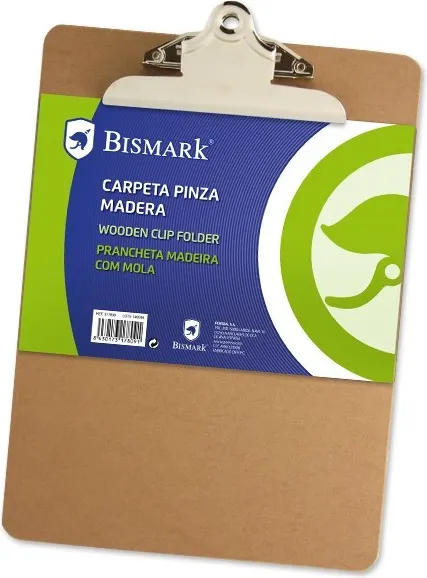 PLACA PORTANOTAS MADERA PINZA FOLIO