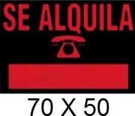 CARTEL SE ALQUILA  70 x 50 cm