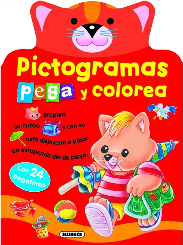Pictogramas Pega y Colorea  - Gato Rasky
