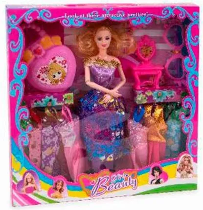 Muñeca con Vestidos Bolso y Gafas