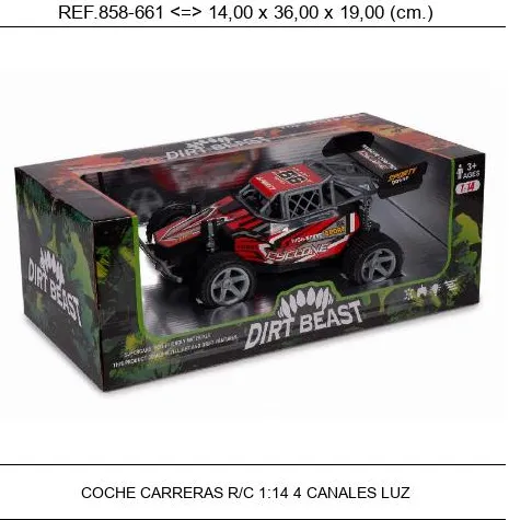 Coche Carreras R/C 1:14 4 Canales Luz