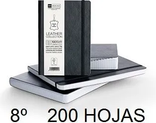Cuaderno Índice Mrius Leather 8º 200H Negro