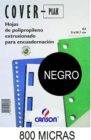 Portada A4 Cov-Plak 800 Micras Negro
