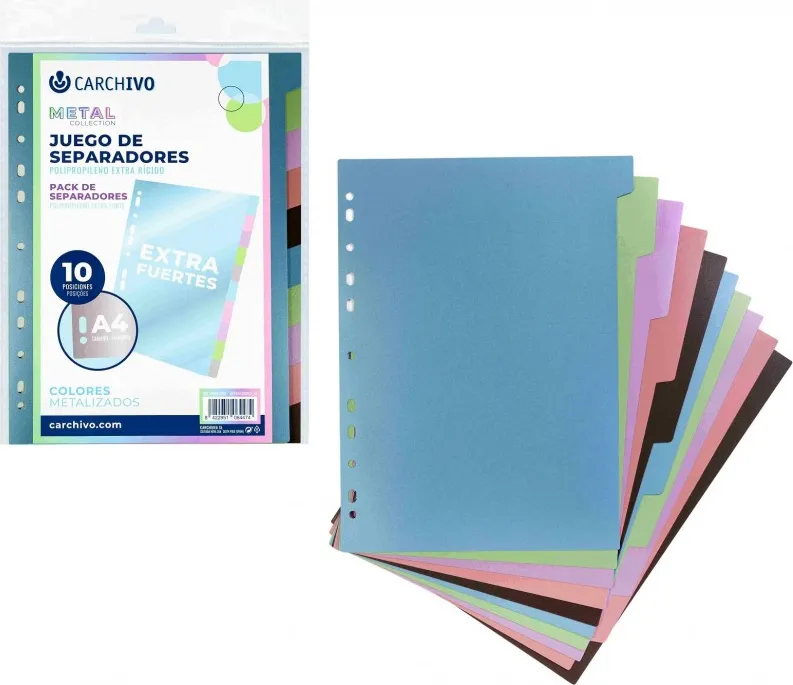SEPARADORES A4 EXTRA FUERTE METAL 10 POSICIONES