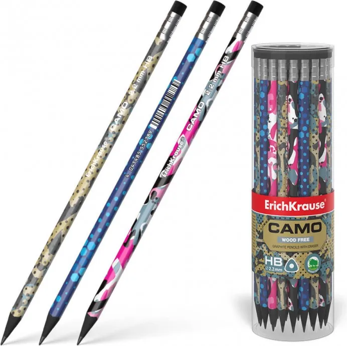 Lápiz Grafito C/Goma Camo Hb Bote 42 Unid