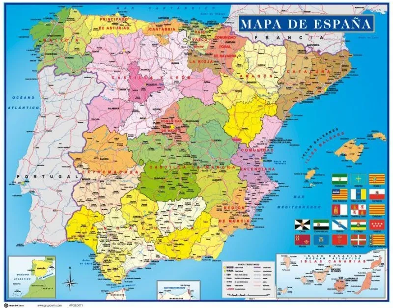 Mapa España Poster 40X50CM