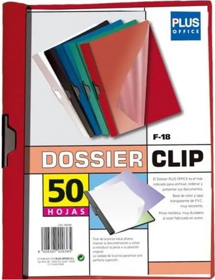 DOSSIER PINZA PLUS A4 PP 50H ROJO