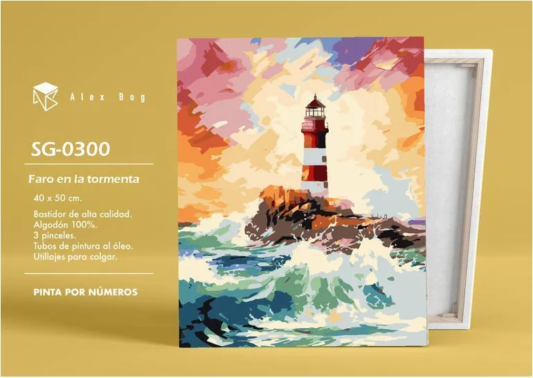 PINTAR POR NUMEROS FARO EN LA TORMENTA