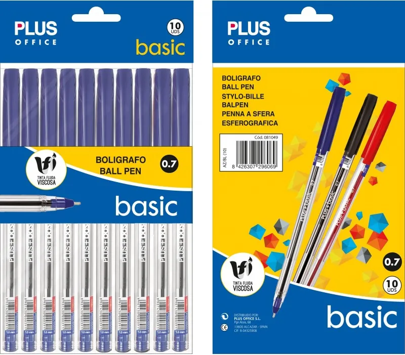 BOLSA 10 BOLÍGRAFOS PLUS BASIC AZUL