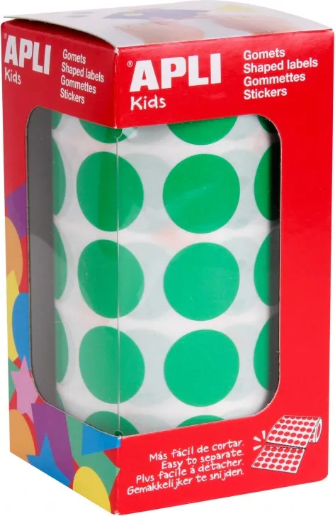 Gomets Círculo en Rollo Verde 20mm