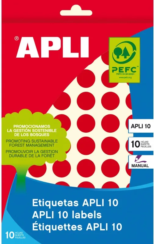 ETIQUETA APLI SOBRE ROJAS 13MM