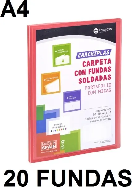 Carpeta 20 Fundas A4 Carchiplas Personaliz.rojo