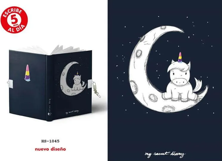 Diario A5 168 Hojas Candado Unicorn Moon