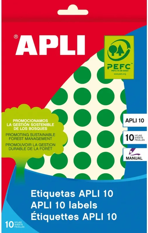ETIQUETA APLI SOBRE VERDES 13MM