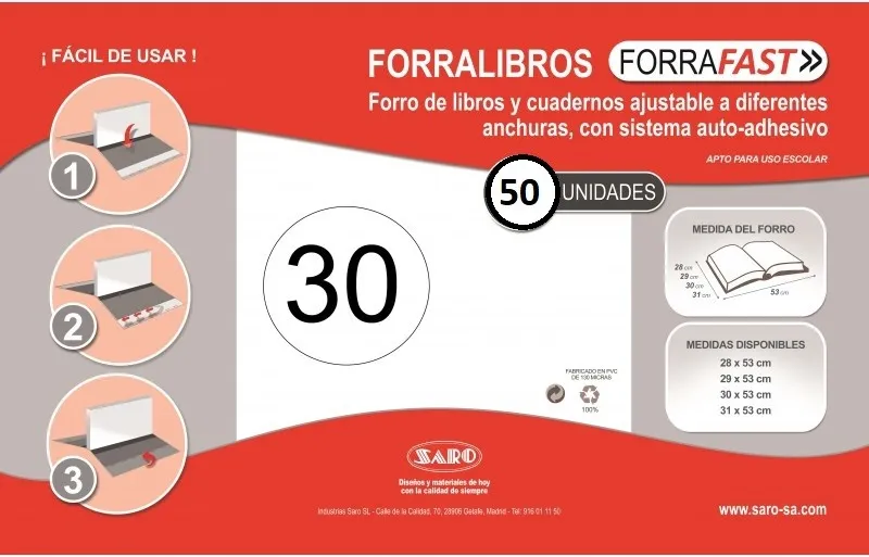 Forralibros  Saro Nº30 (ENV.50 Unid)